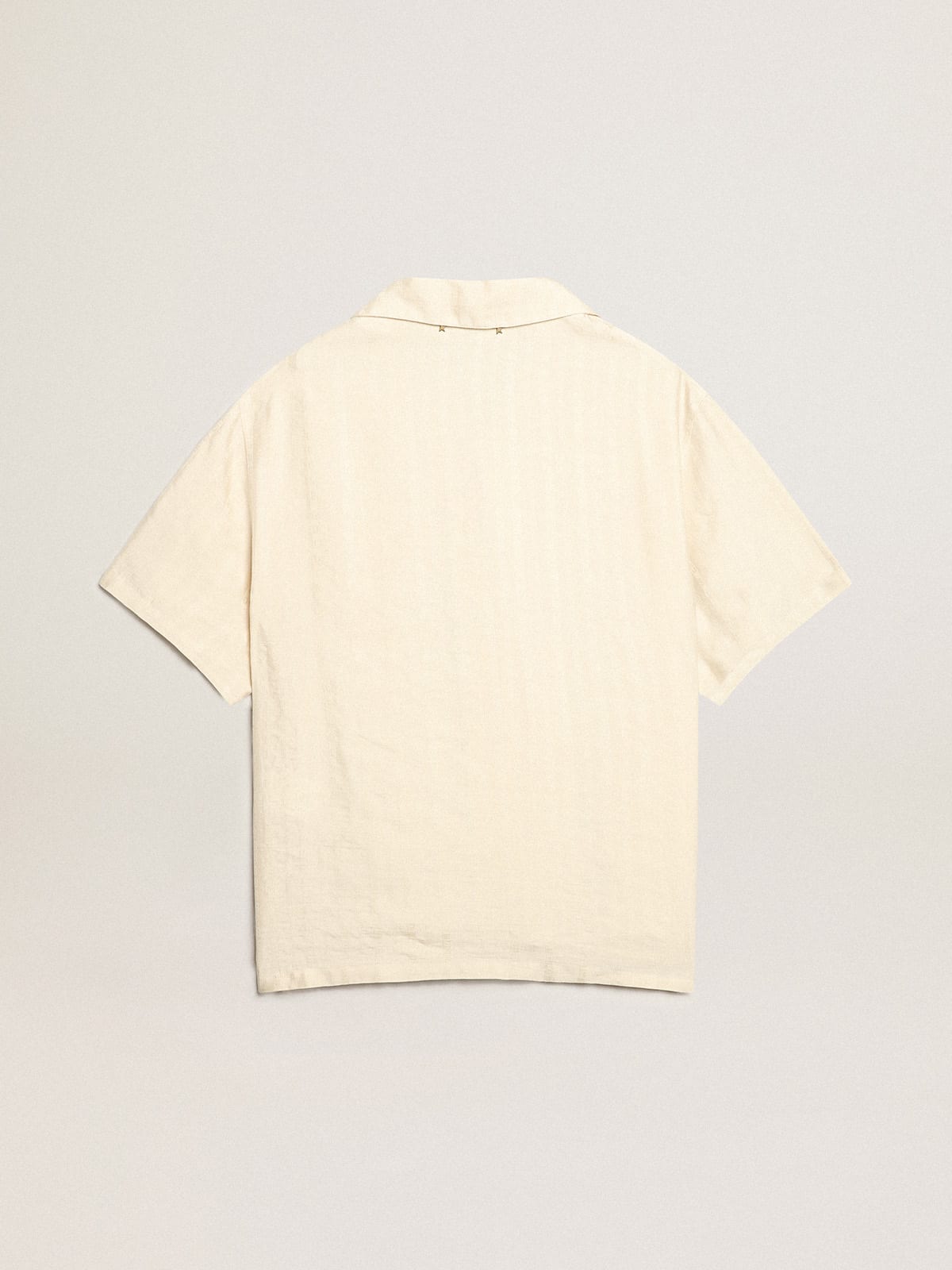 Camicia maniche corte in lino di color pergamena