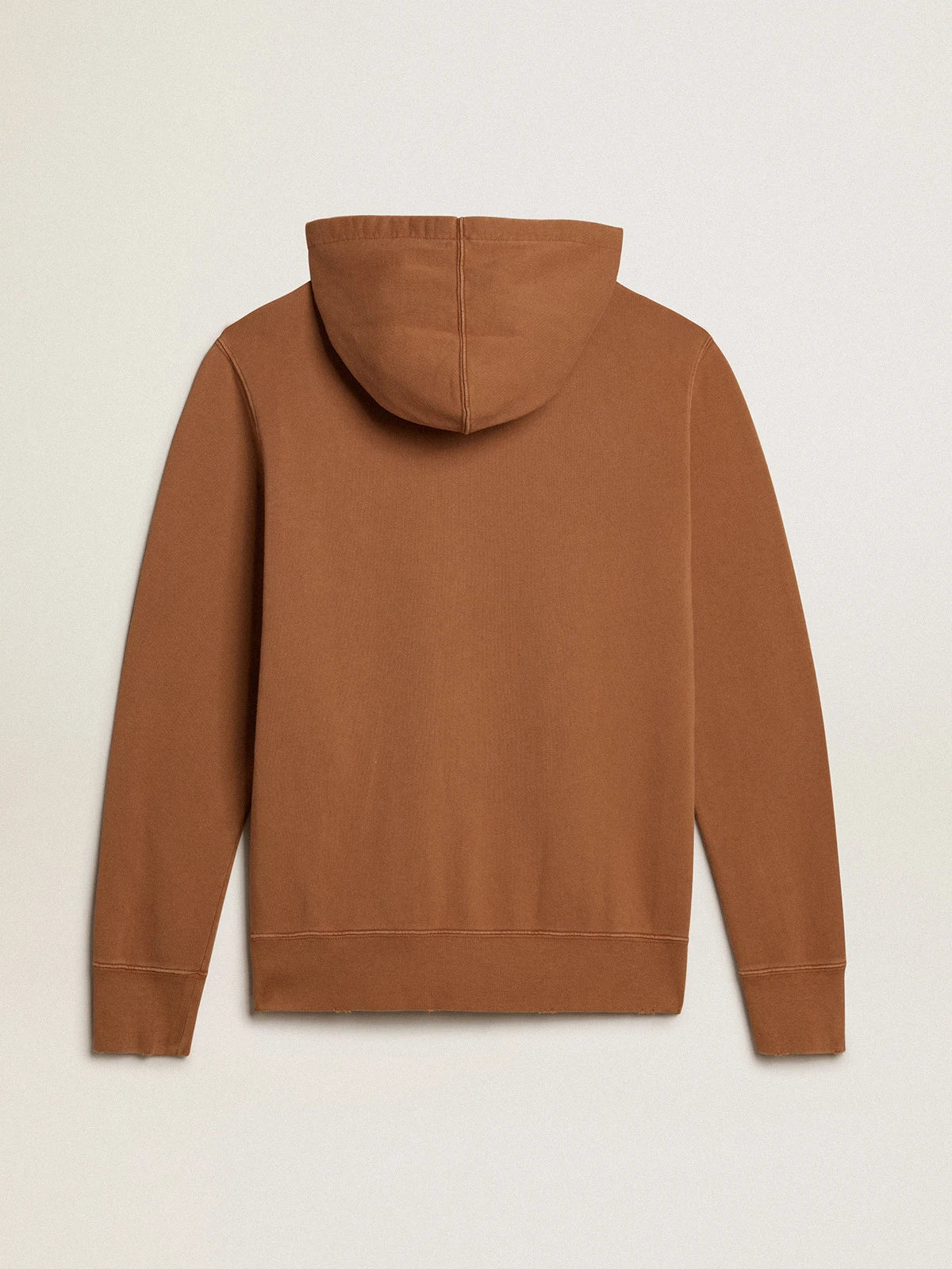 Felpa in cotone color malto con cappuccio