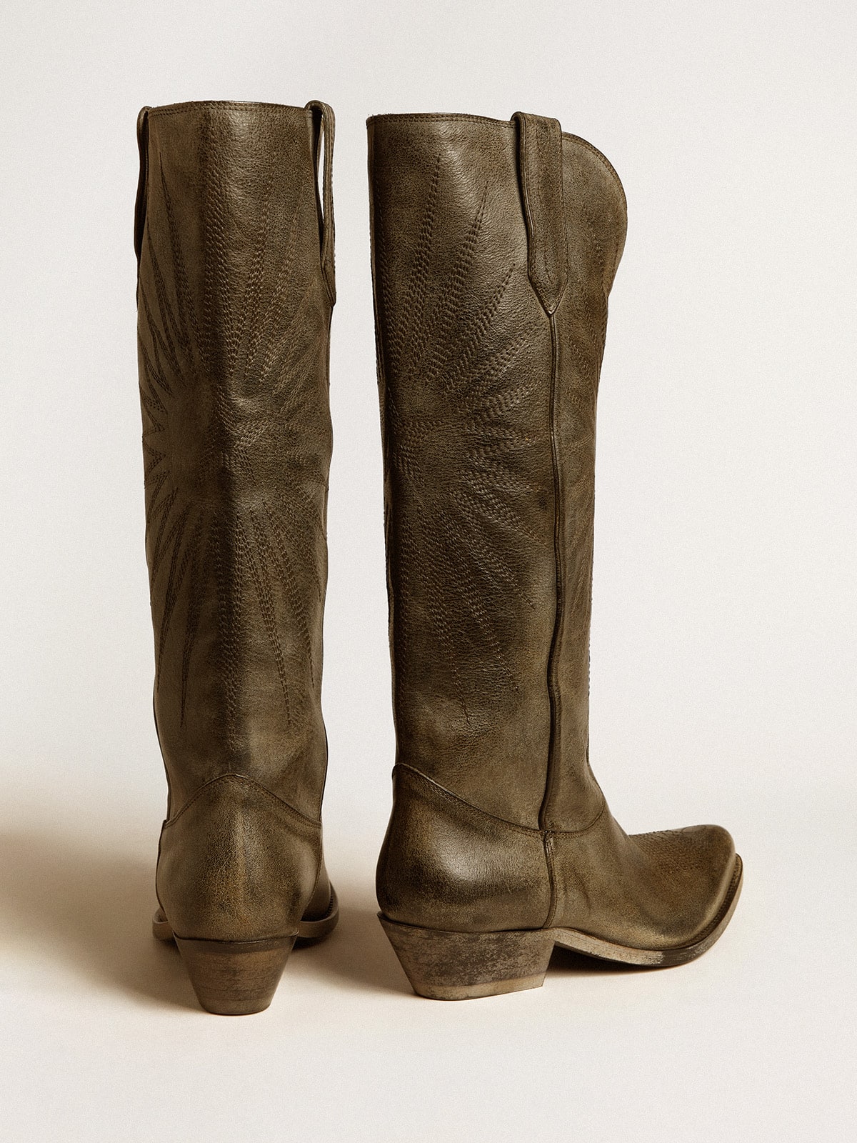Women's Wish Star boots in black leather with star embroidery