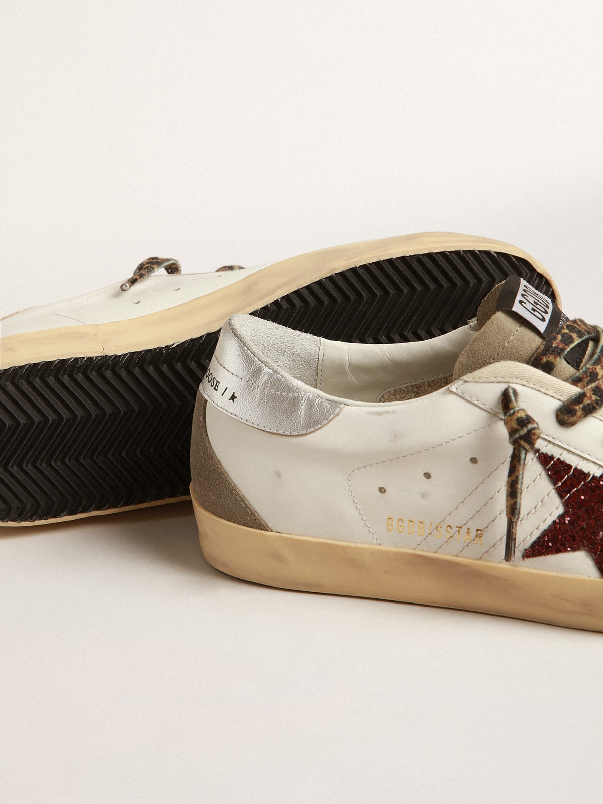 Super-Star con stella in glitter bordeaux e talloncino argento