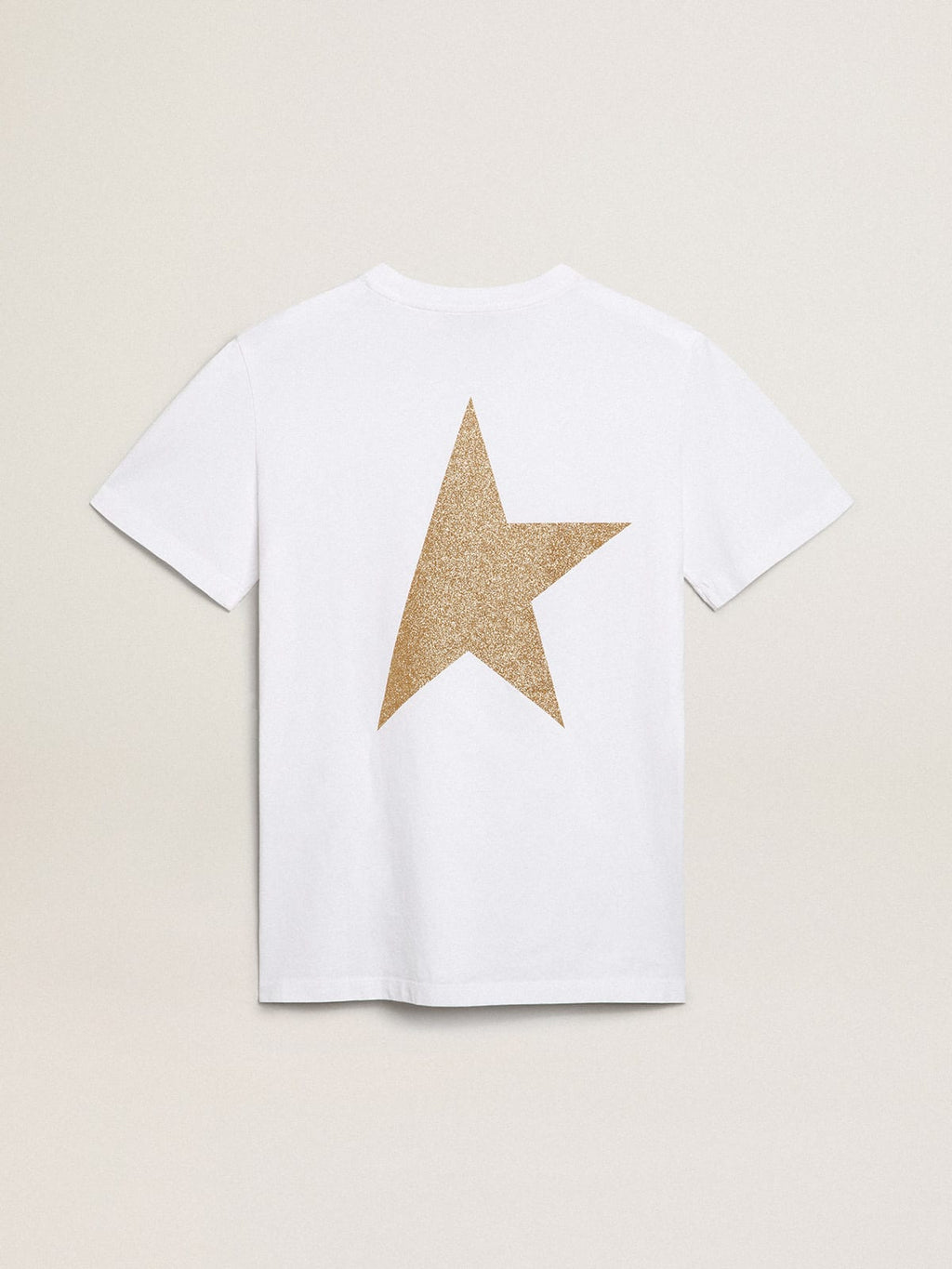 T-shirt bianca Collezion Star con logo e stella in glitter dorati