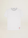 T-shirt Collezione Golden di colore bianco con cristalli cabochon