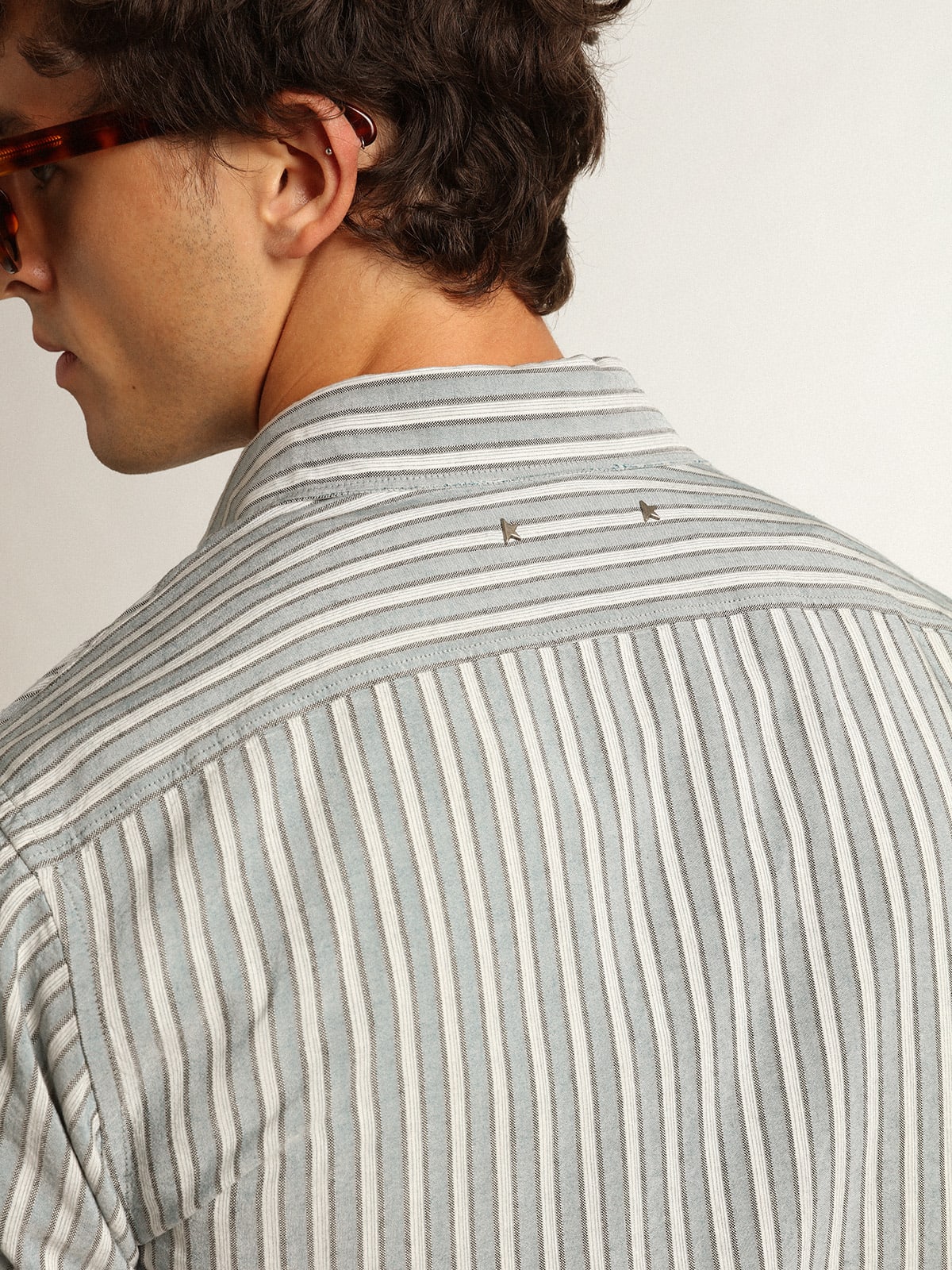 Camicia uomo Collezione Journey con righe di colore acqua