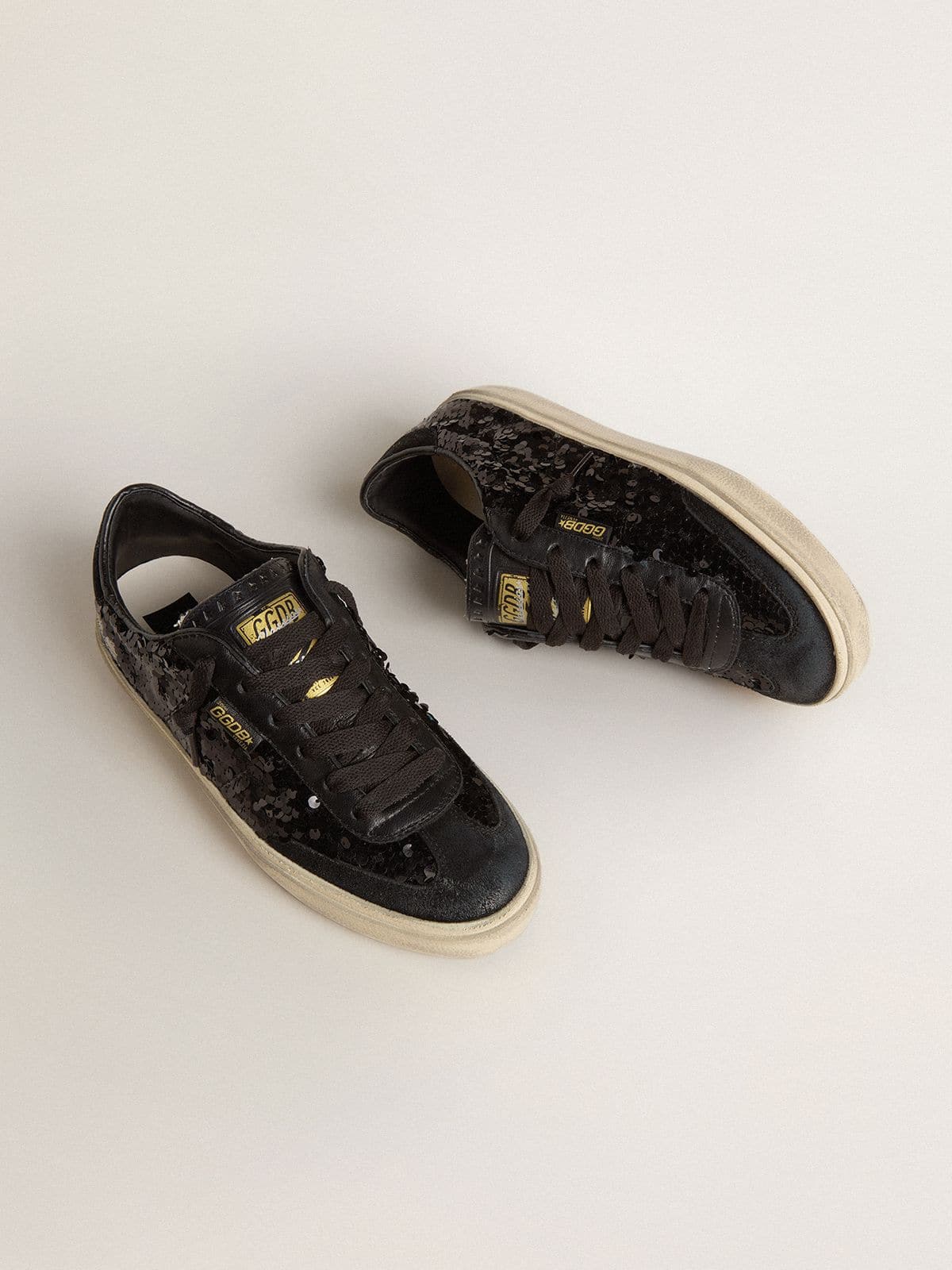 Women's Soul Star in black sequins with black suede heel tab