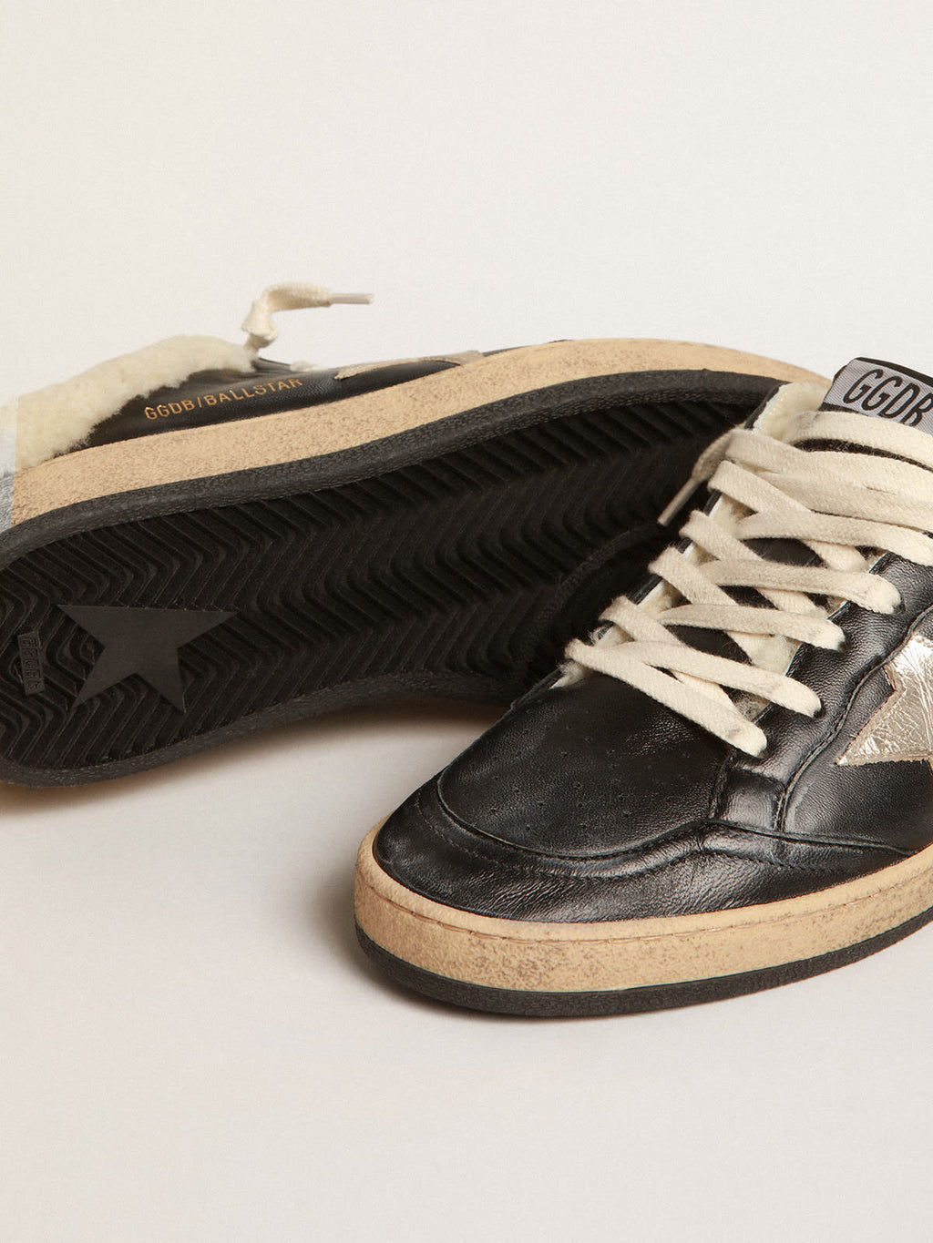 Ball Star Sabot in nappa con stella platino e fodera in shearling