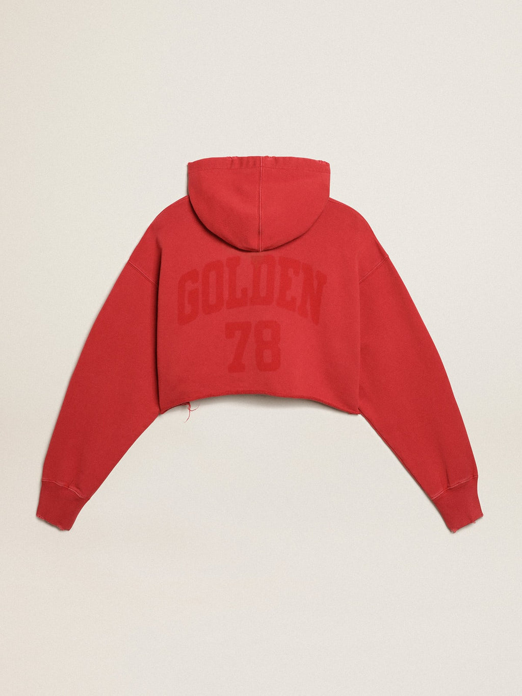 Felpa crop con cappuccio colore rosso