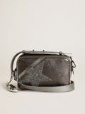 Borsa Star Bag in pelle laminata color argento e grigio antracite con stella in cristalli Swarovski