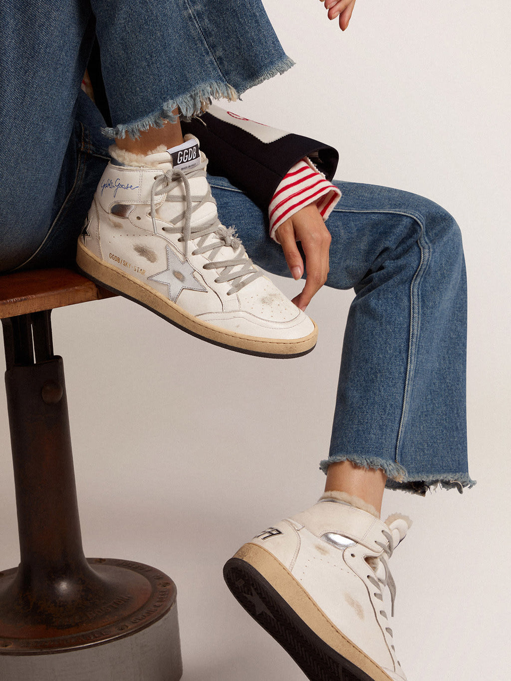 Sneaker Sky-Star donna con firma sulla caviglia e fodera in shearling