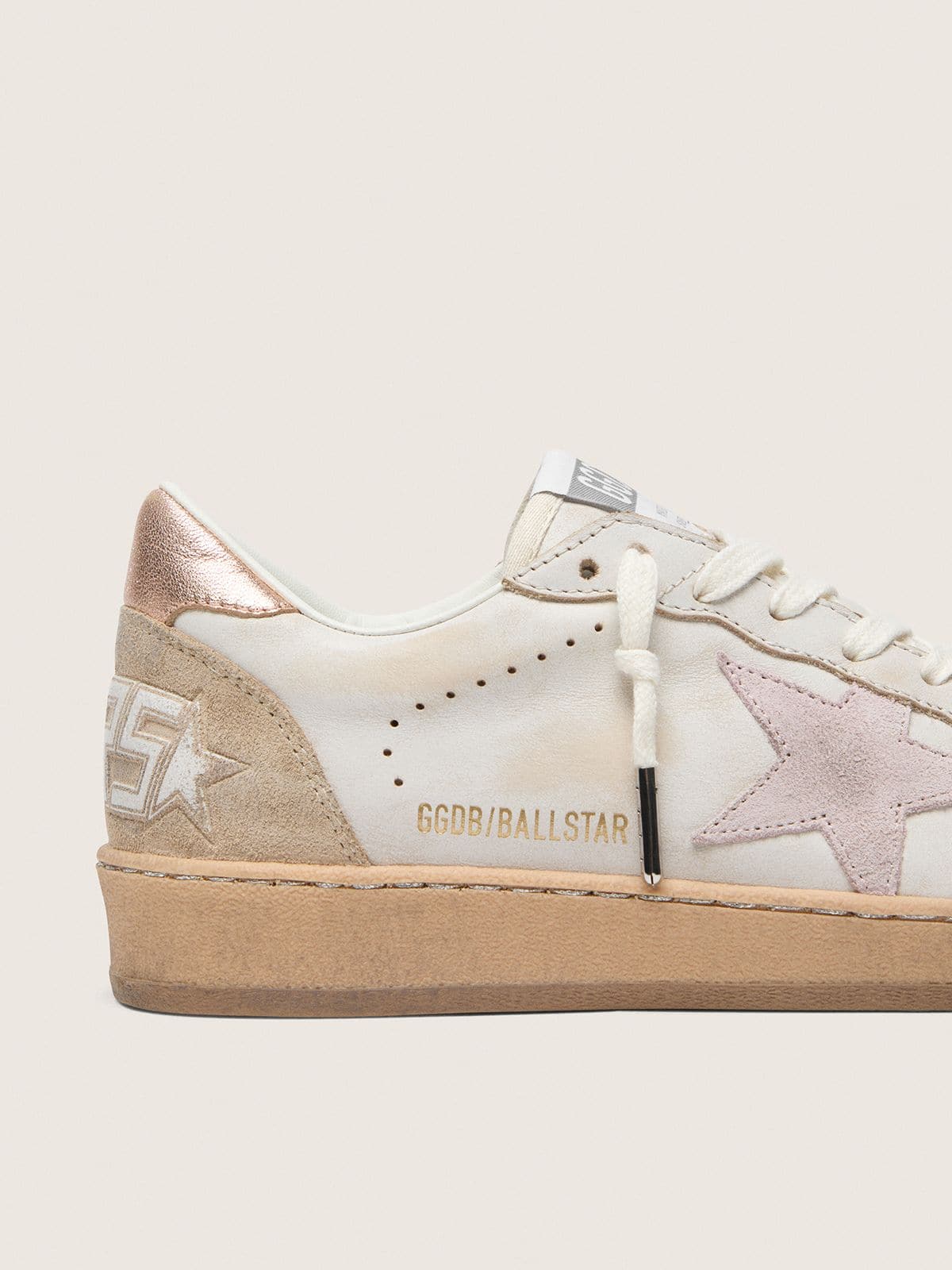 Ball Star with pink suede star and silver glitter edges and rose gold heel tab