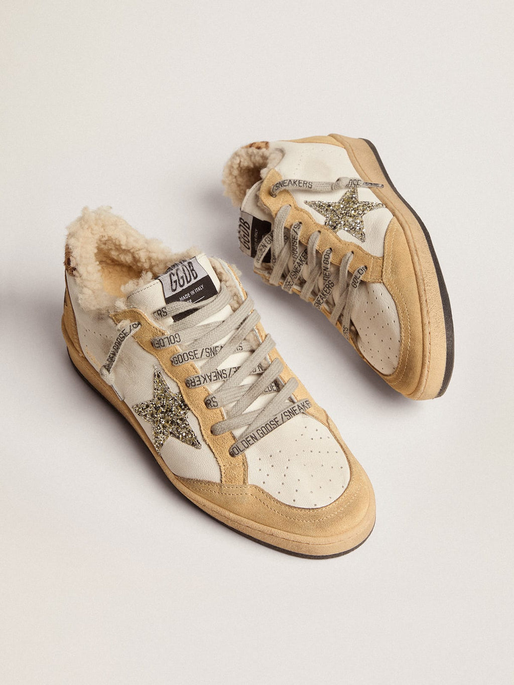 Ball Star in nappa con stella in glitter e fodera in shearling