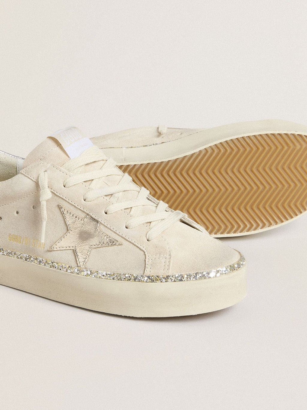 Hi Star in suede with silver metallic leather star and heel tab