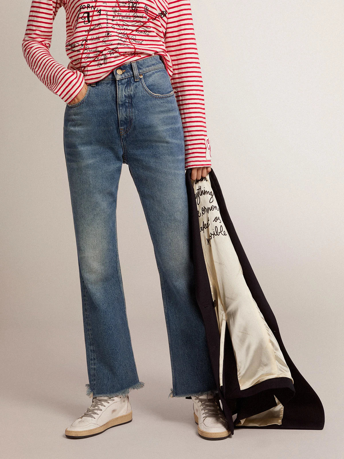 Jeans cropped flare Collezione Golden dal lavaggio medio