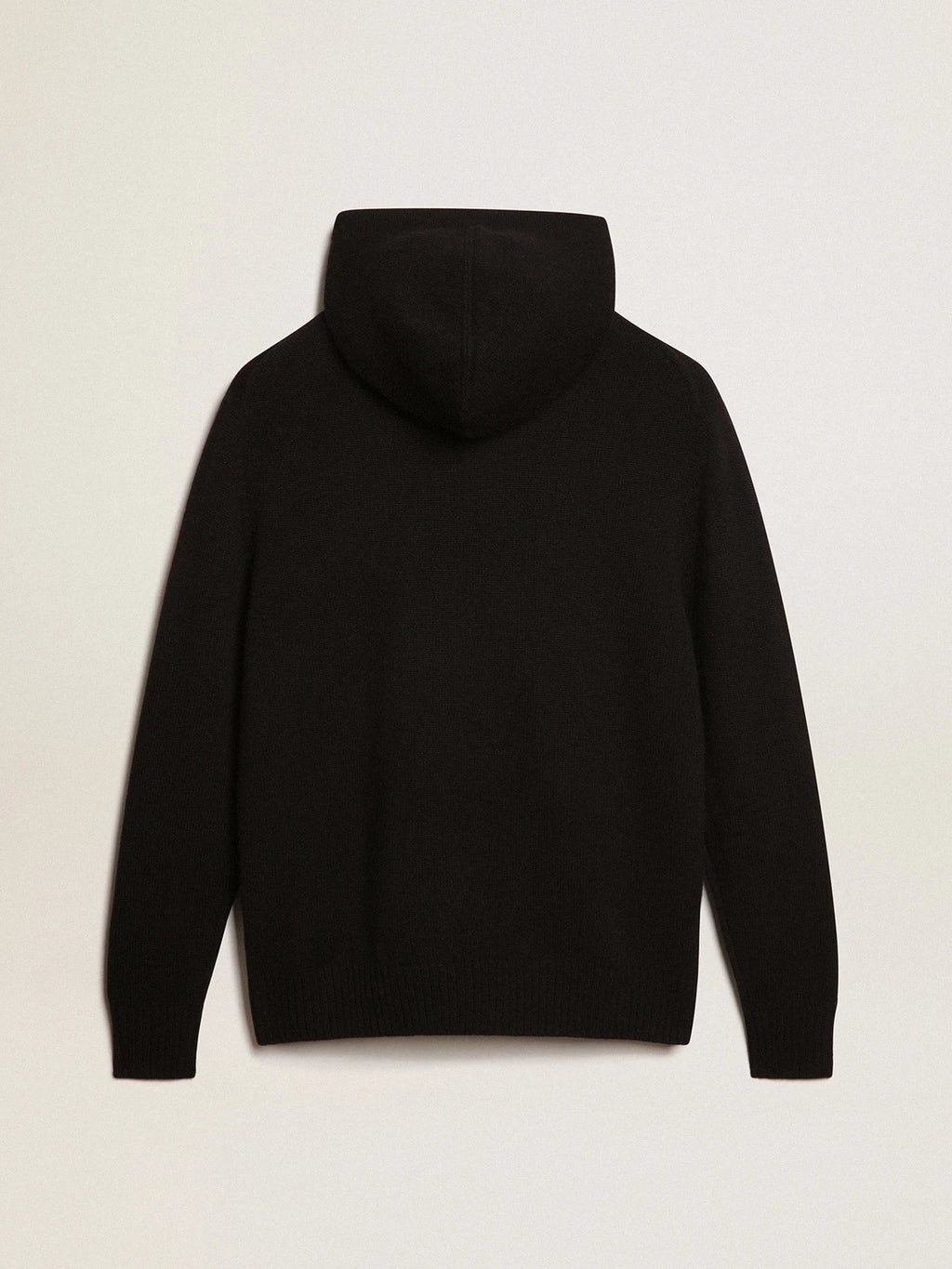 Felpa donna misto cashmere color nero e cappuccio