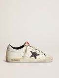 Sneaker Super-Star uomo LTD in canvas beige con stella in pelle nera e talloncino in pelle bianca