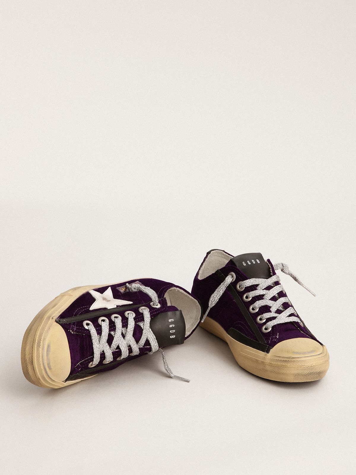 Sneaker V-Star LTD in velluto viola con stella in pelle bianca