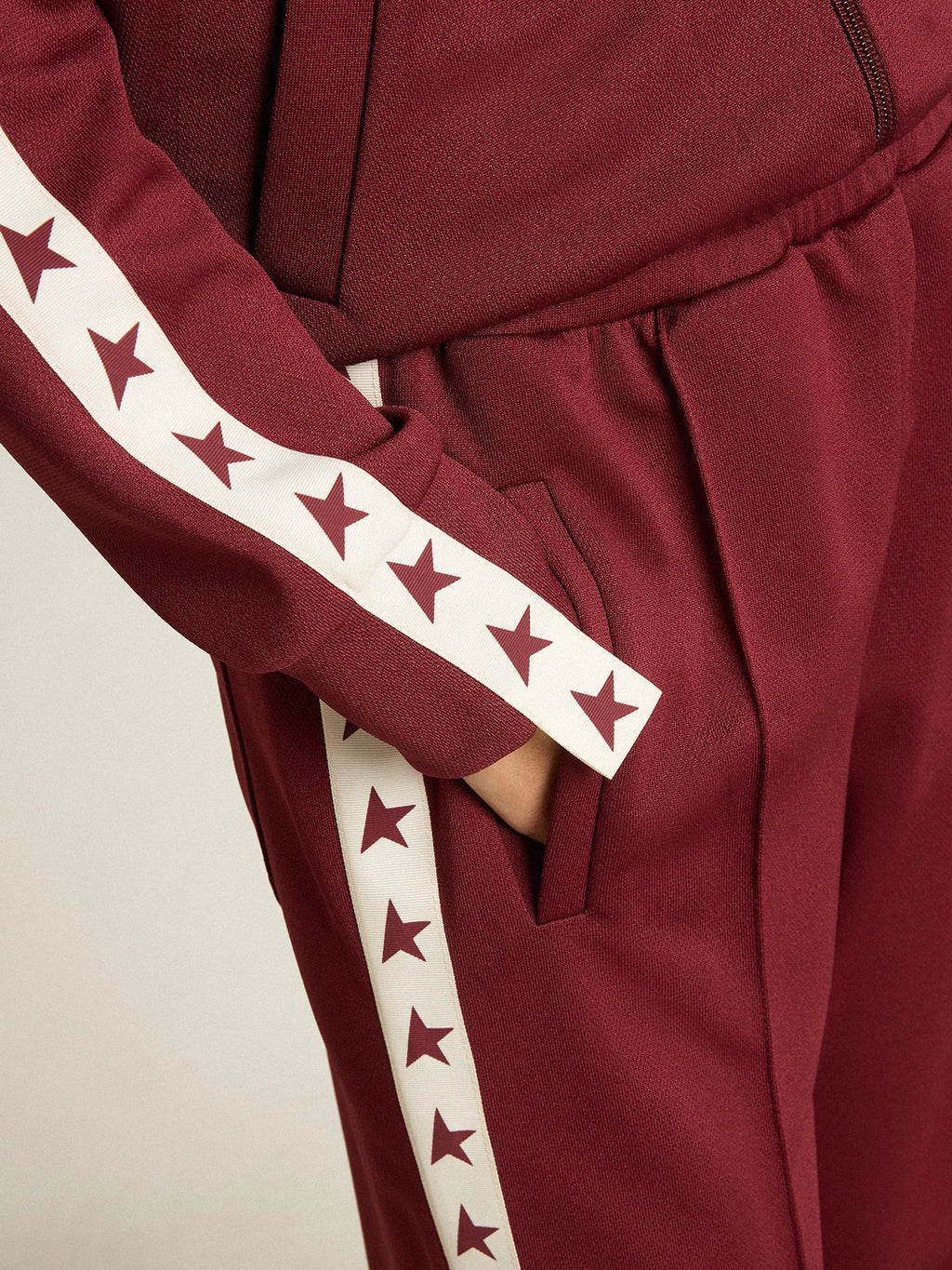 Pantalone jogging da donna di colore bordeaux con stelle sui lati