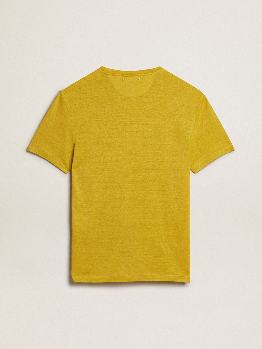 T-Shirt da uomo in lino color giallo granturco