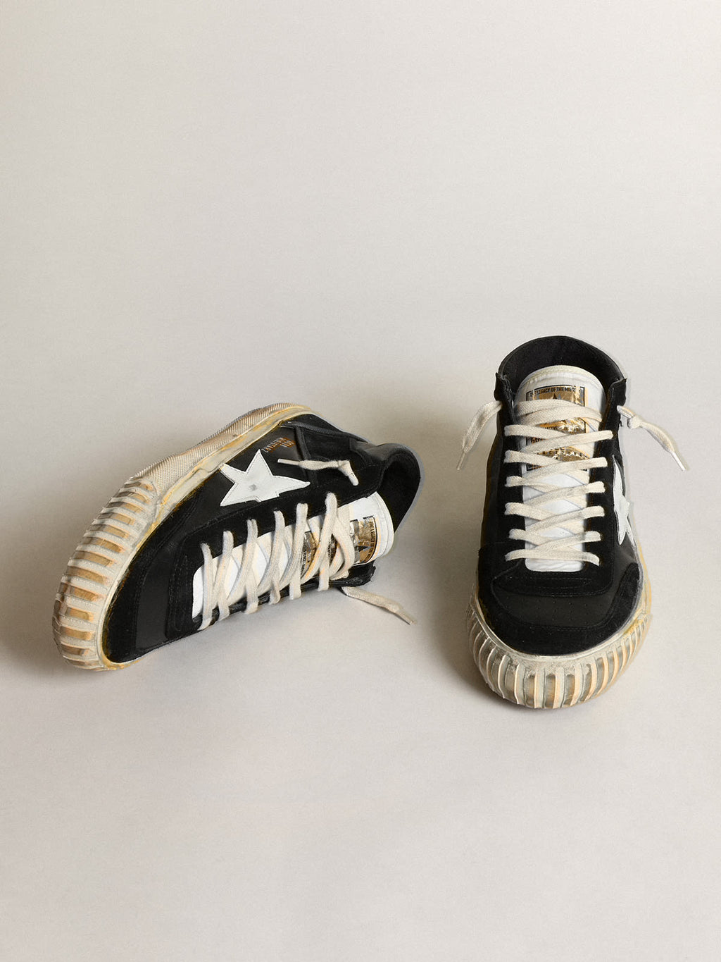 Mid Star Uomo in nappa e suede neri con stella in pelle bianca
