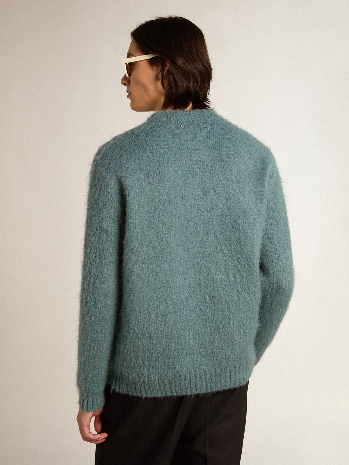 Maglione in mohair color azzurro polvere