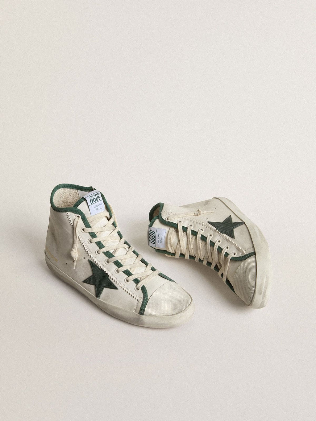 Men's Francy LTD in white nappa leather with green rubber star