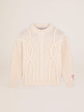 Maglione girocollo da donna in lana con motivo intrecciato