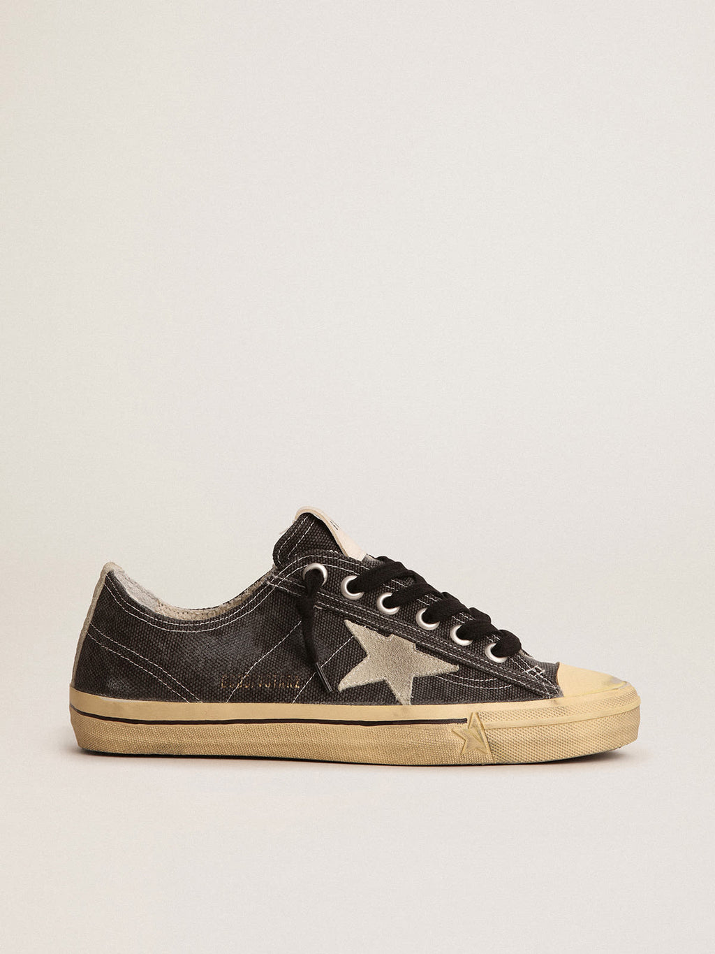 Sneaker V-Star LTD in canvas nero con stella e talloncino in suede color grigio ghiaccio