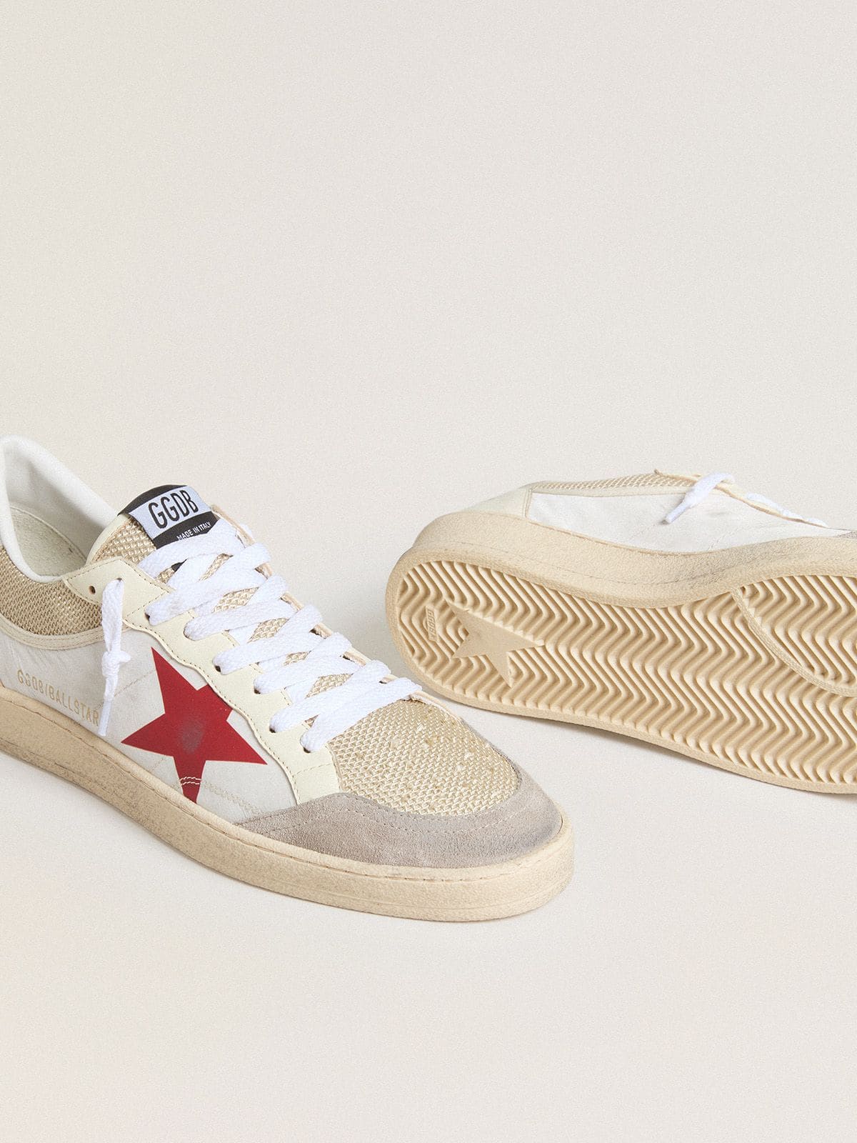 Ball Star in nylon and white mesh with red nylon star and white leather heel tab