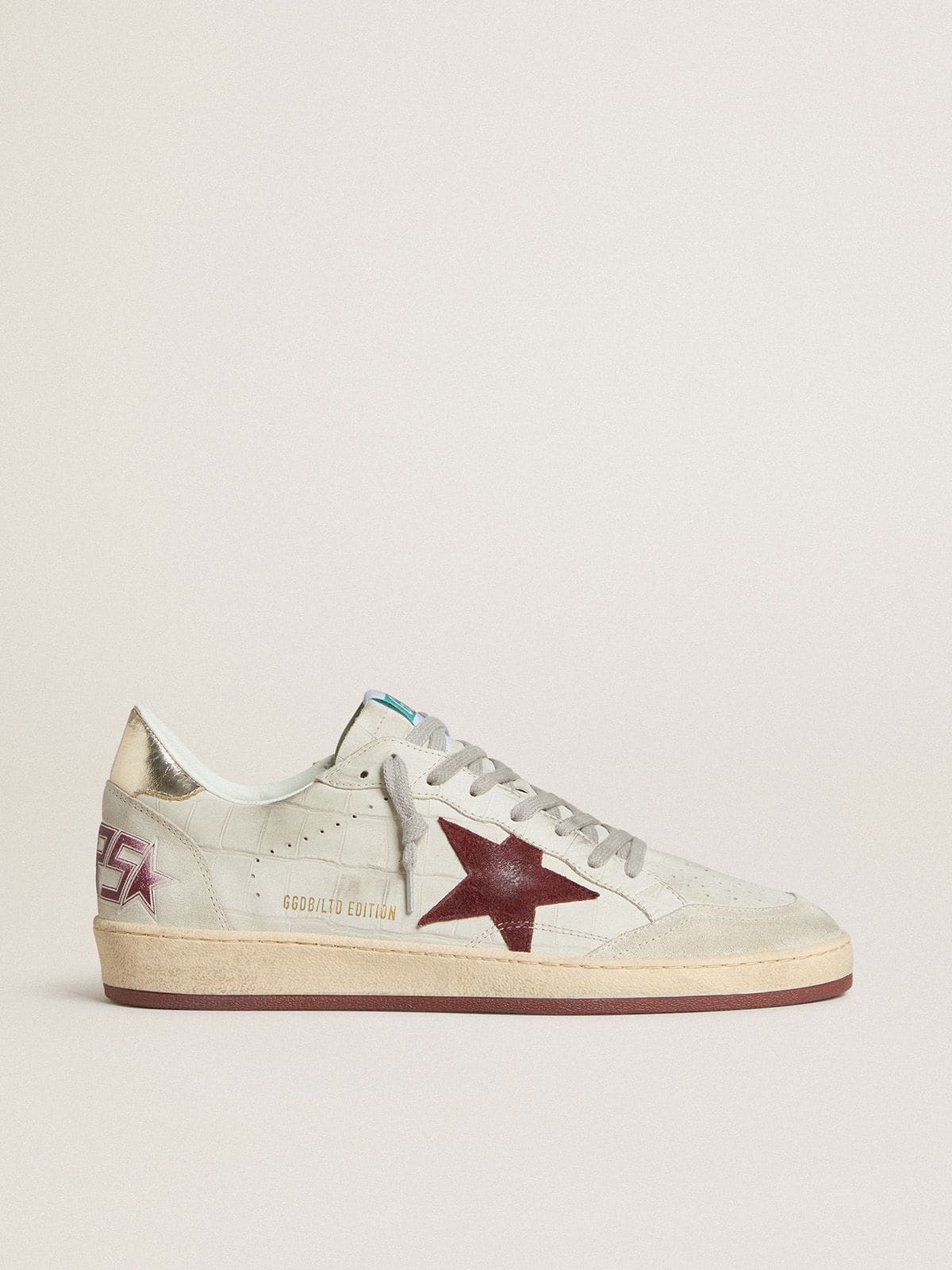 Men's Ball Star in crocodile-print nubuck with burgundy suede star