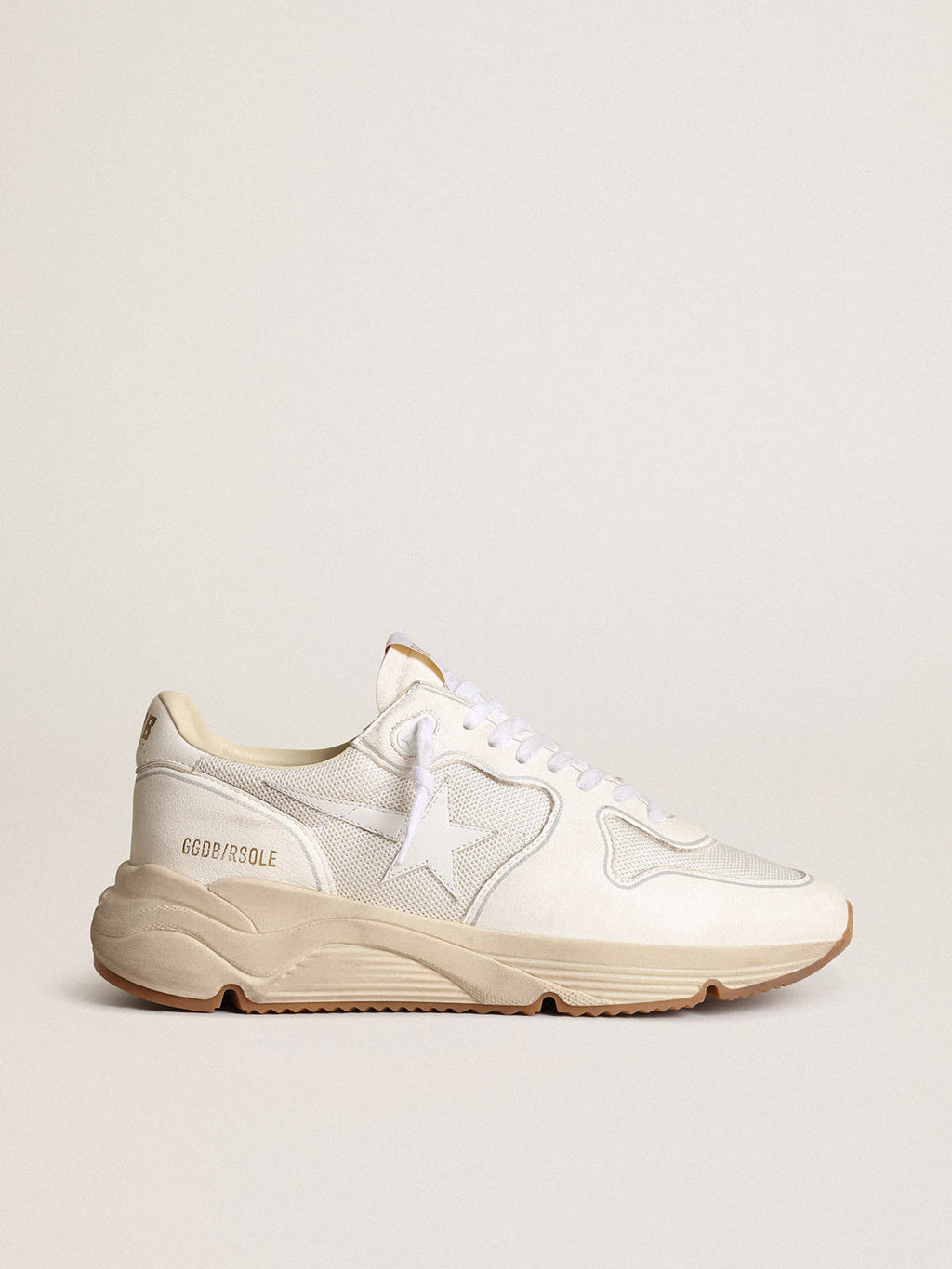 Sneaker Running Sole Donna in rete e nappa color bianco ottico con stella in pelle bianca