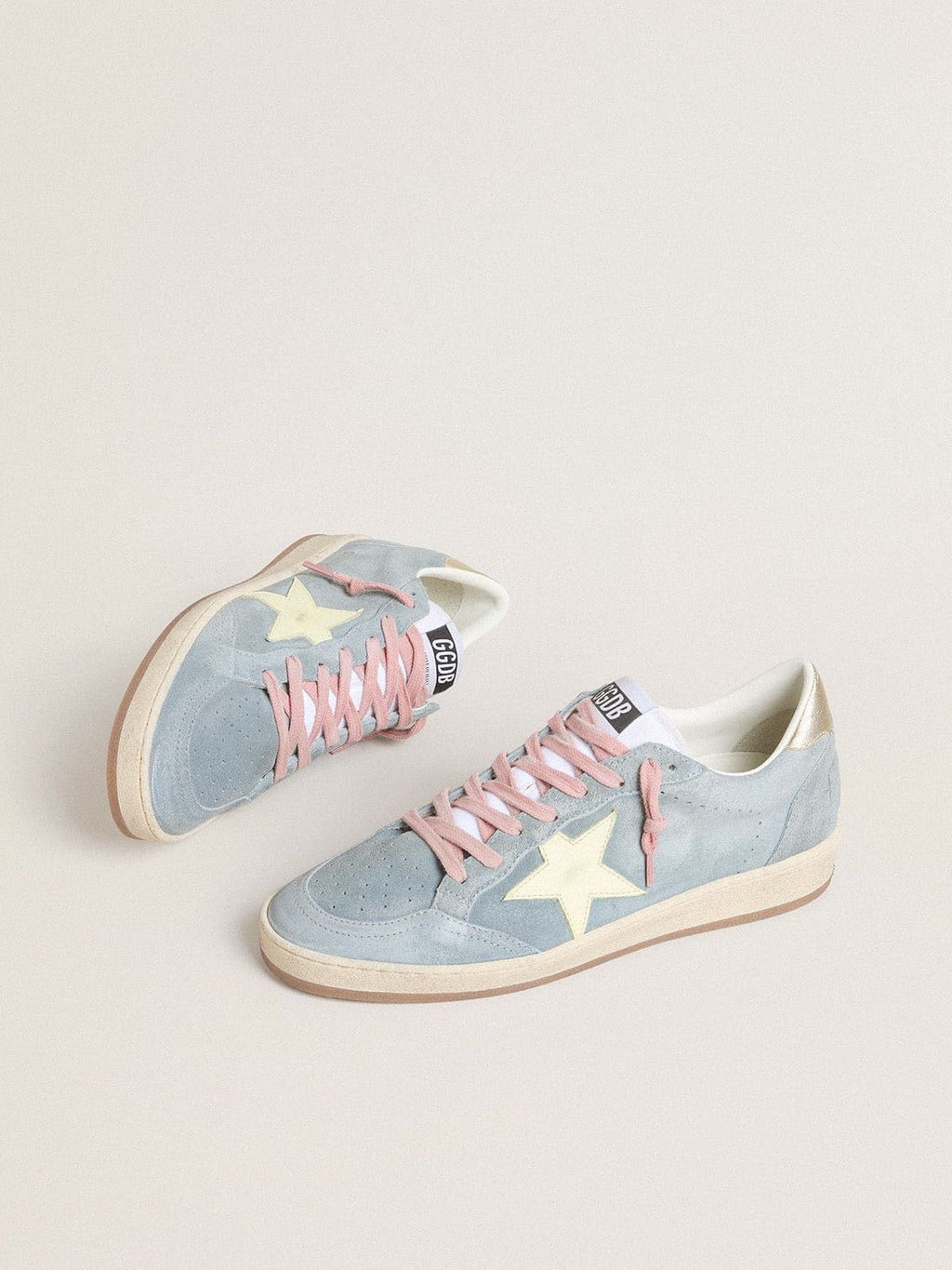 Women's Ball Star in powder-blue suede with cream-colored leather star