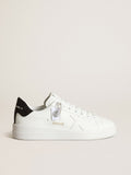Sneaker Purestar in pelle bianca con stella ton sur ton e talloncino in cristalli Swarovski neri