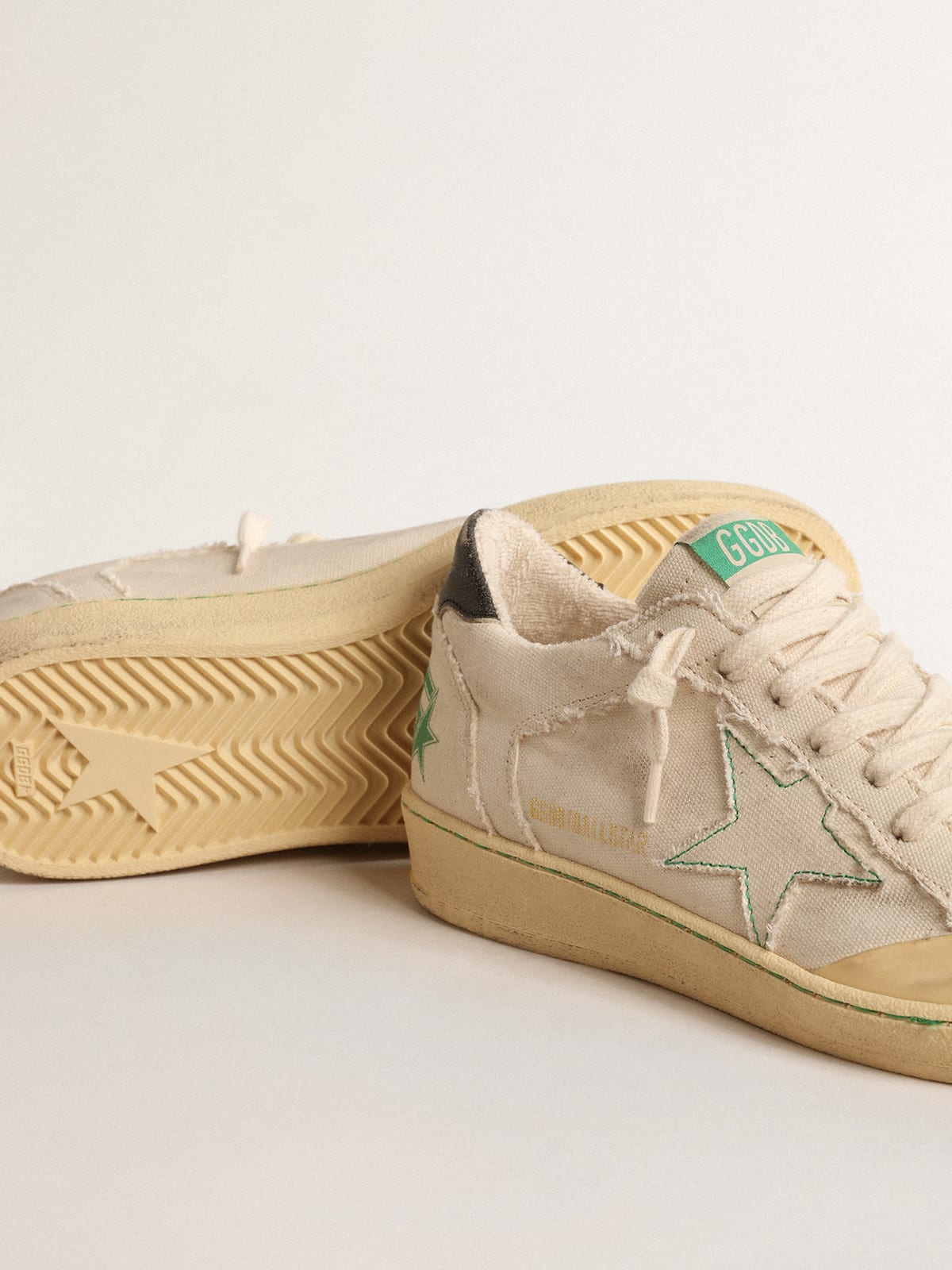 Ball Star con stella in canvas vaniglia e talloncino in pelle