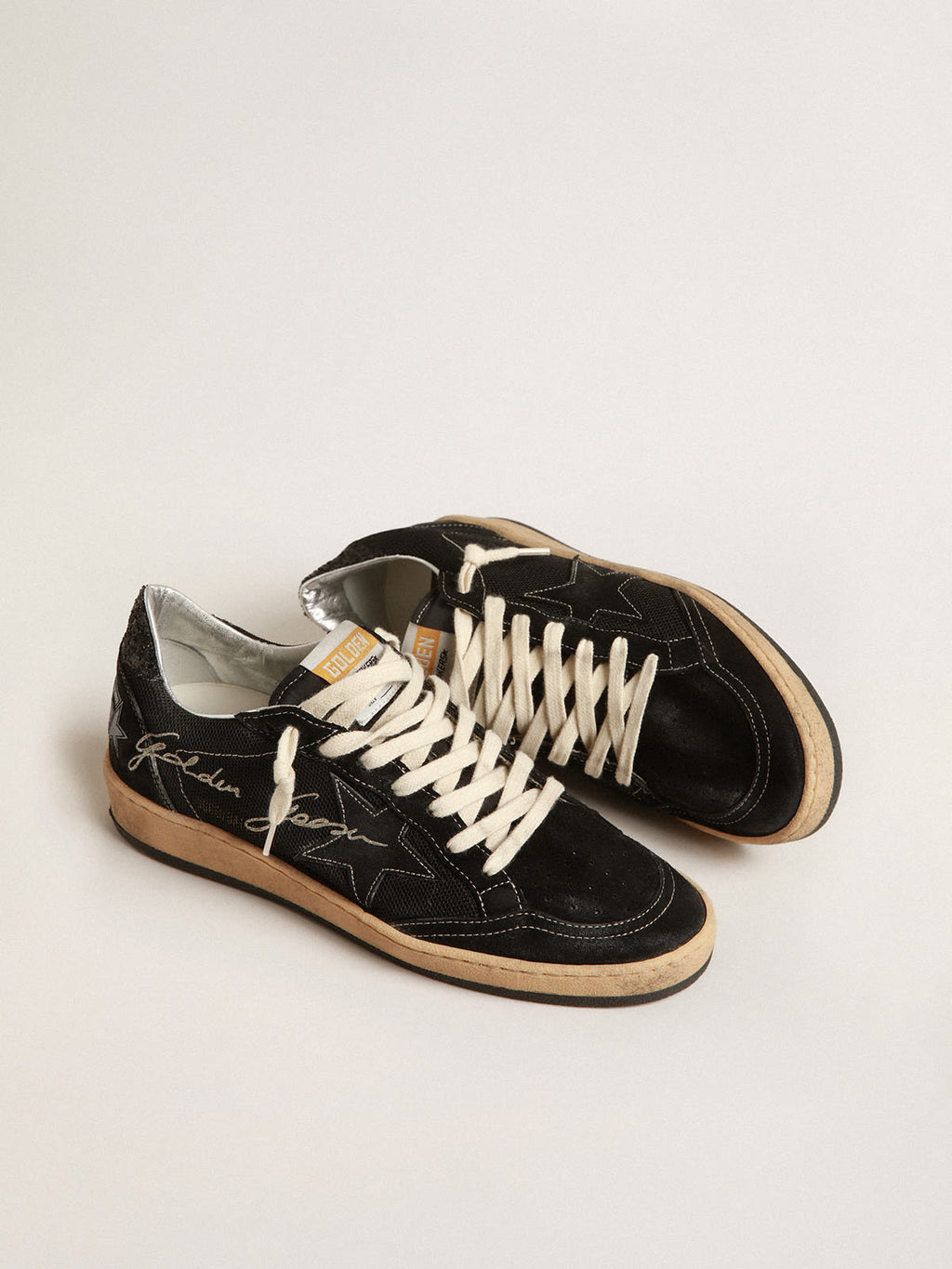 Ball Star in rete nera con stella in suede nero
