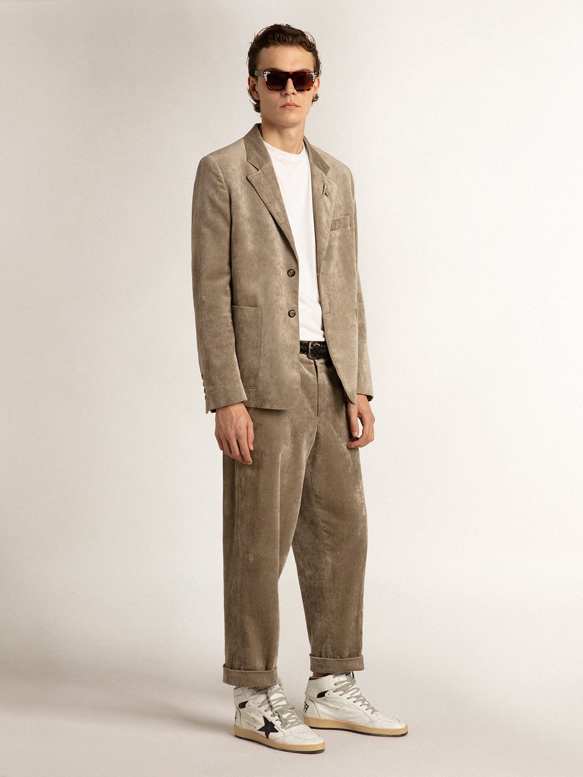 Pantalone di color beige chiaro in corduroy