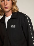 Felpa con zip da uomo di colore nero con stelle bianche a contrasto