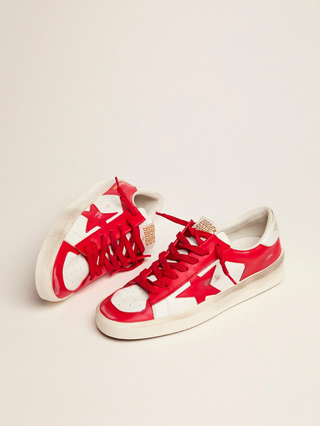 Sneaker Stardan uomo in pelle bianca e rossa