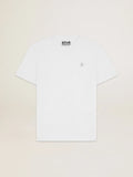 T-shirt bianca Collezione Star con stella in glitter argento sul davanti