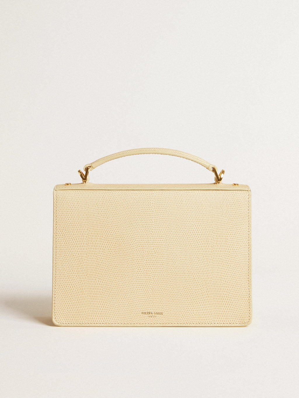 Venezia Bag in beige python-print leather with gold details