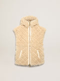 Gilet in montone double face Collezione Journey di colore écru
