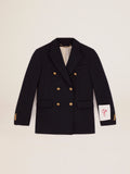 Blazer doppiopetto donna Collezione Golden di colore blu scuro con bottoni araldici dorati