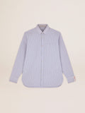 Camicia da uomo con righe a bastoncino di colore azzurro