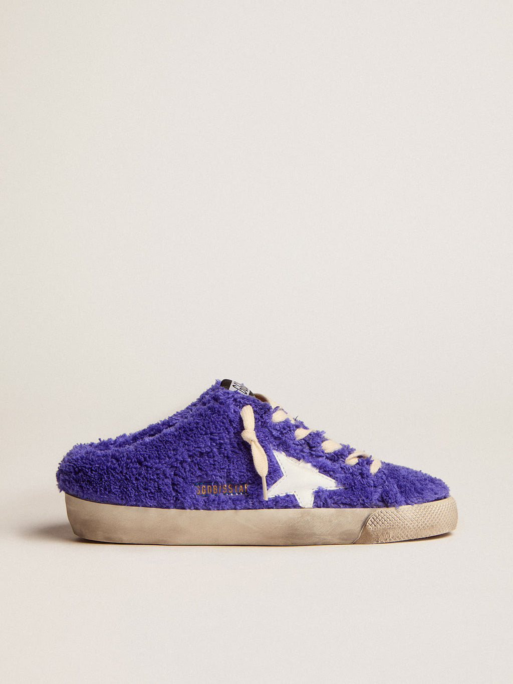 Sabot Super-Star in spugna color royal blue con stella in pelle bianca