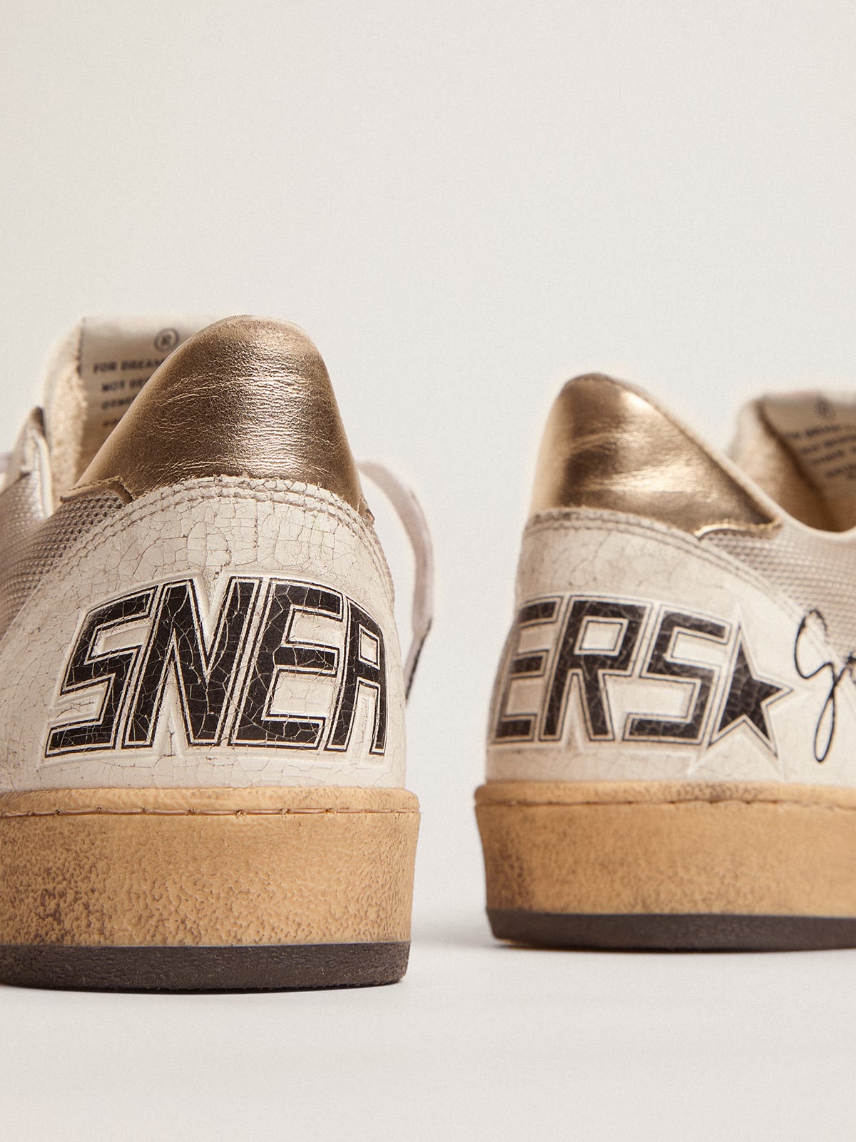 Sneaker Ball Star in rete color argento chiaro con stella in pelle rossa