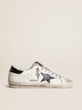 Super-Star con stella in pelle laminata blu e talloncino nero