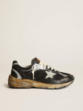 Sneaker Dad-Star Donna in rete e nappa nere con stella in suede color grigio ghiaccio