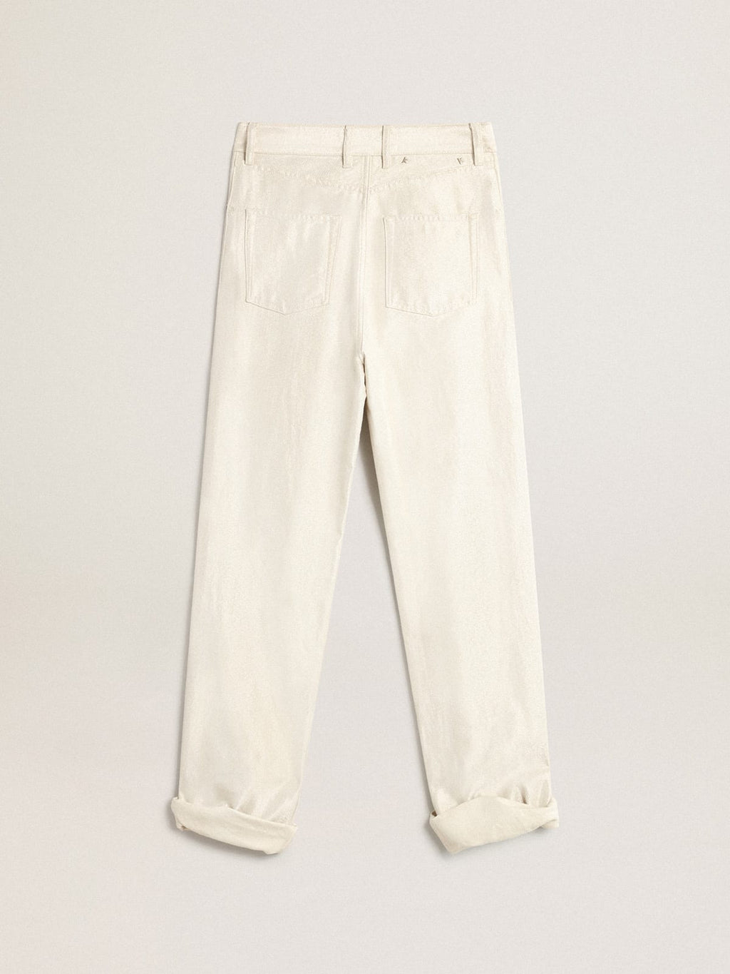 Pantalone denim di color bianco dorato