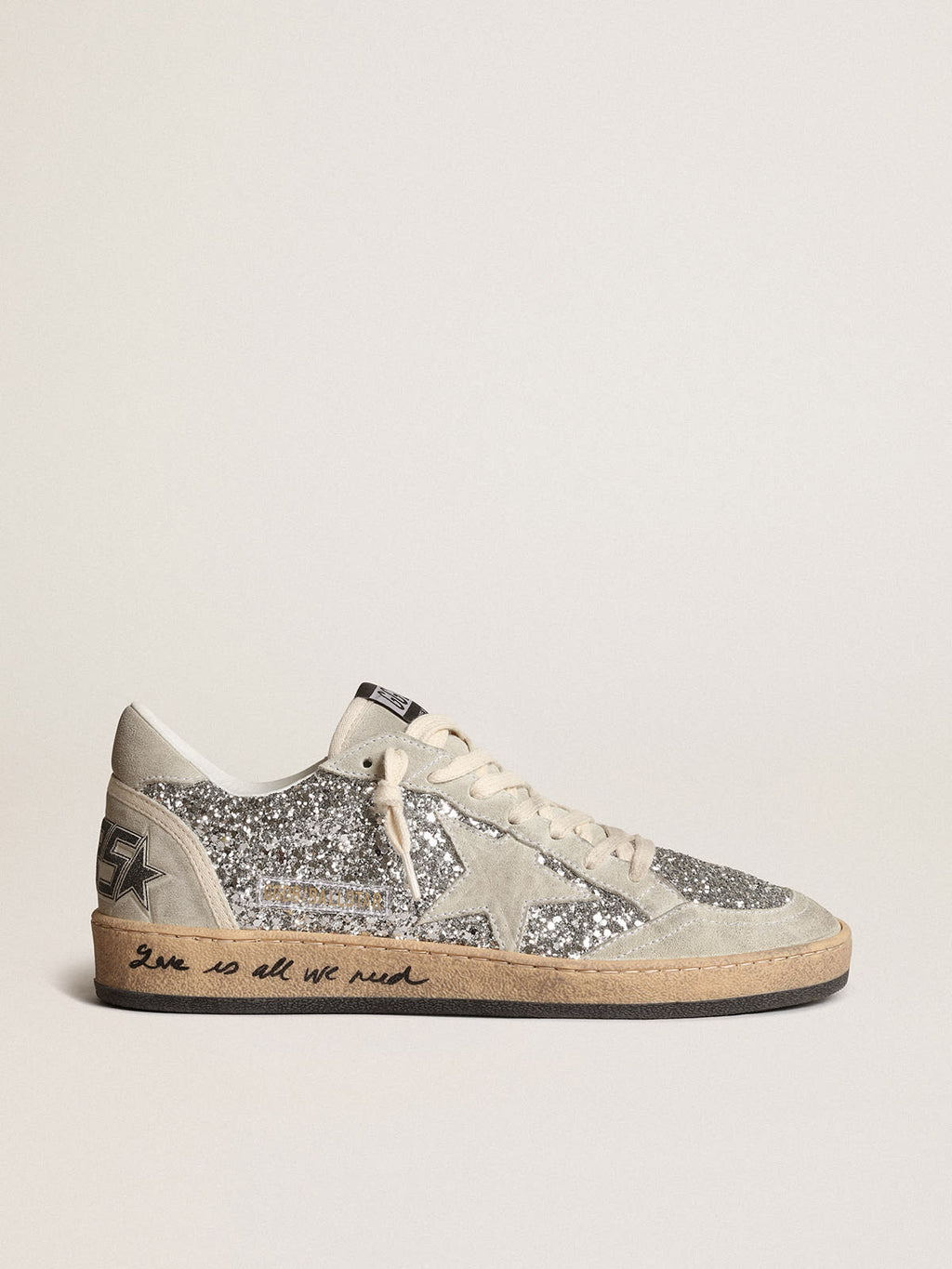 Ball Star in glitter argento con inserti in suede ghiaccio