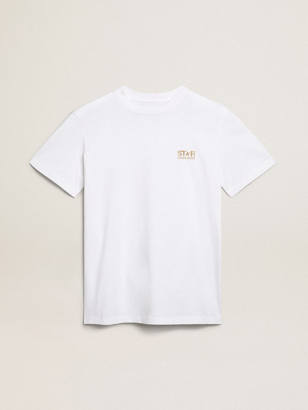 T-shirt bianca Collezion Star con logo e stella in glitter dorati
