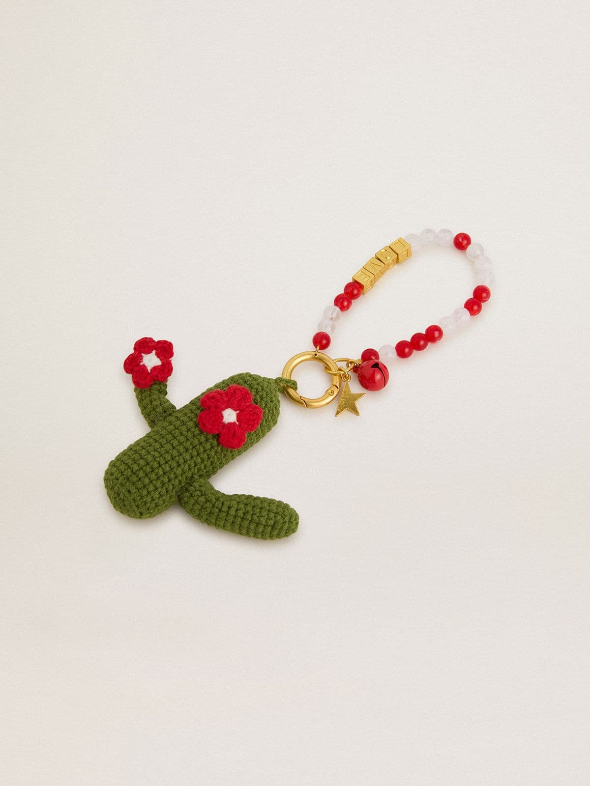 Cactus charm in cotton crochet with bead chain