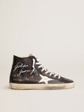 Sneaker Francy con tomaia in pelle nera e stella in pelle bianca